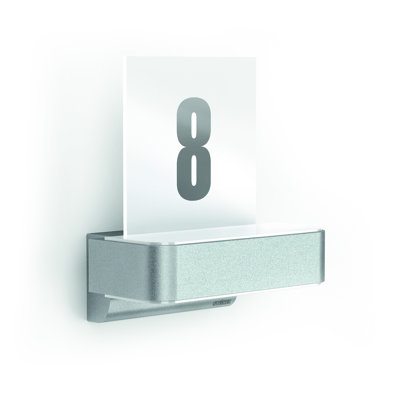 LED Outdoor Wall Light L 820 S Silver Motion Sensor Up-/Downlight Softlight incl. House Numbers