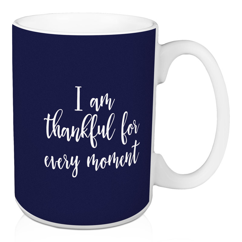 Grande tasse à café je suis heureusement pour chaque moment Naranjo, Bleu marine