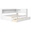 Lit de jour double en bois avec rangement, USB, DEL et 2 tiroirs, finition blanche-463667406