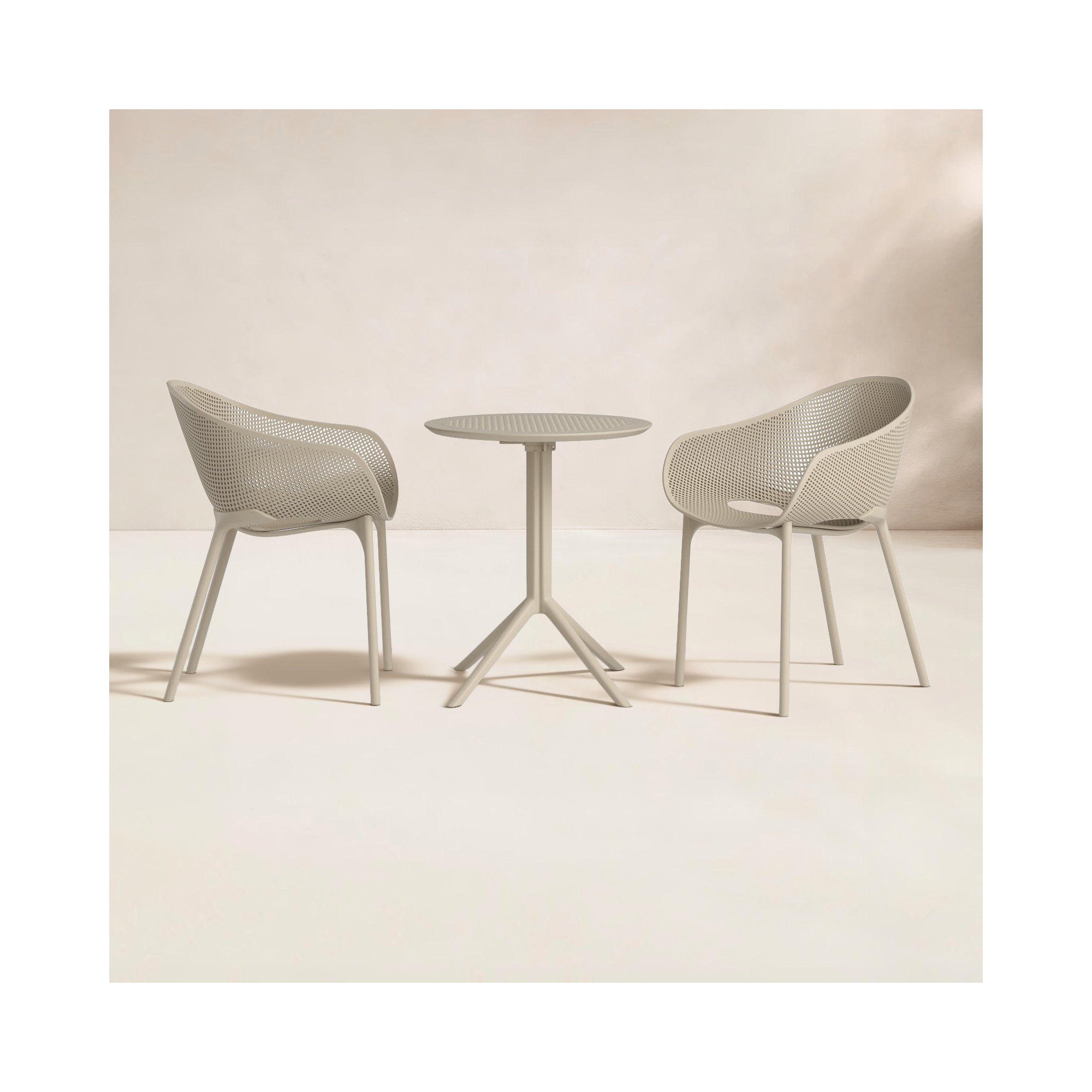 Farrah 24'' Round 2 - Person Bistro Set with Round Stacking Chairs, Taupe