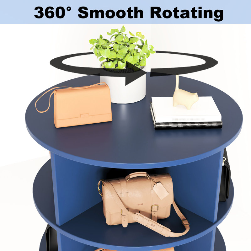 Blue 360 Rotating Shoe Organizer Shelf Stand Cabinet Container, 28 Pair Capacity, Space Saving, Clean And Tidy 7-layer Box, Stores Pairs, Saves Space, Stylish Design, Easy Installation