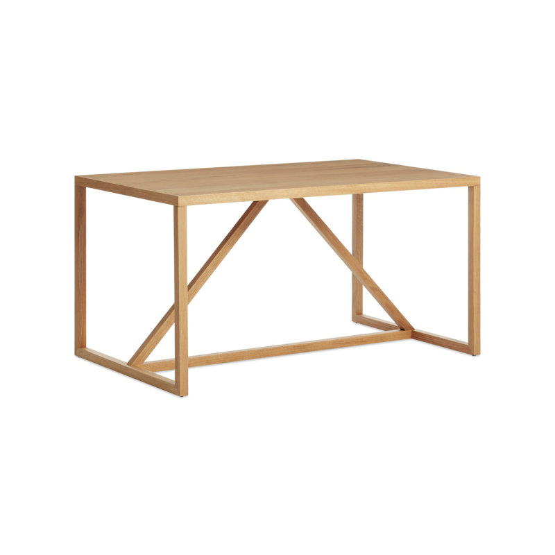 Strut Walnut Wood Dining Table, 28" W x 56" L, Standard (29" Height), Oak