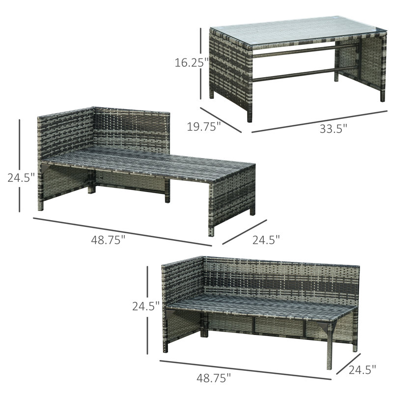Ensemble de conversation modulaire avec coussins 3 pièces Philly