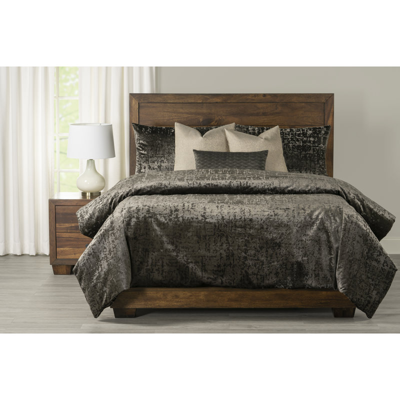 Crushed Velvet Duvet Cover and Insert Set, Cal. King Duvet + 6 Additional Pieces, Brunette