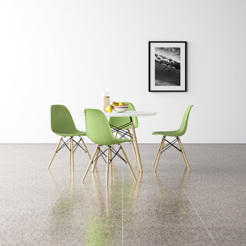 Jordan 4 - Person Four Leg Dining Set, Green/Natural, Natural
