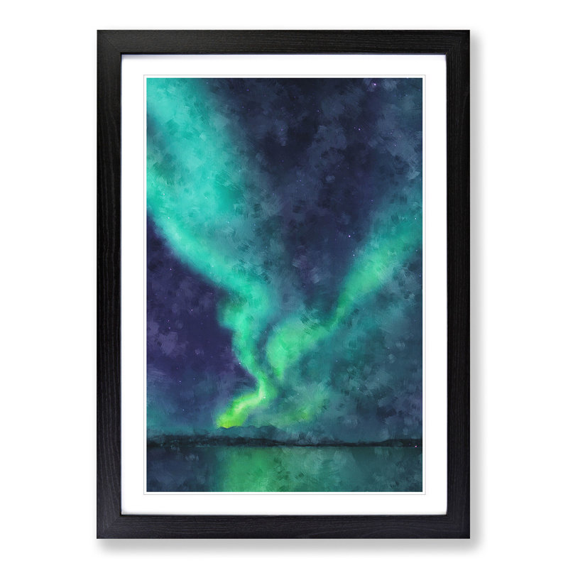 The Northern Lights in Abisko Sweden - Picture Frame Painting Print, Black Framed, 33cm H x 24cm W x 2cm D