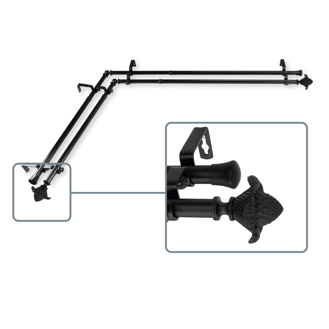 Altheimer Stainless Steel Adjustable Double Curtain Rod Fleur De Lis Living 