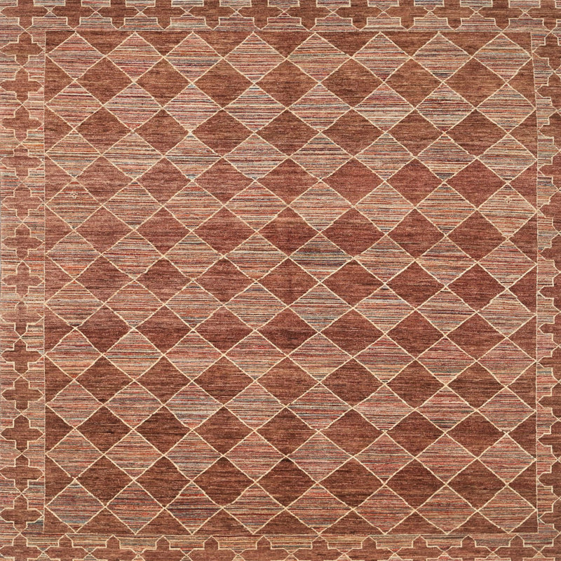 Tapis contemporain brun, Carré 8 pi x 8 pi