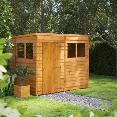 Powersheds 8 x 6ft Timber Overlap Pent Garden Shed