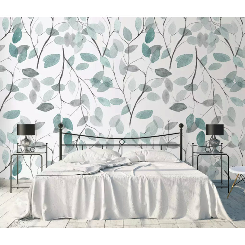 Papier peint texturé amovible à motif de feuilles, l 150 po x L 98 po