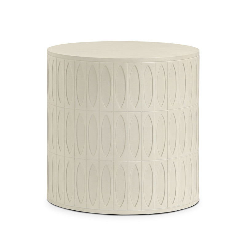 Colorado Outdoor Round Side Table, White Concrete