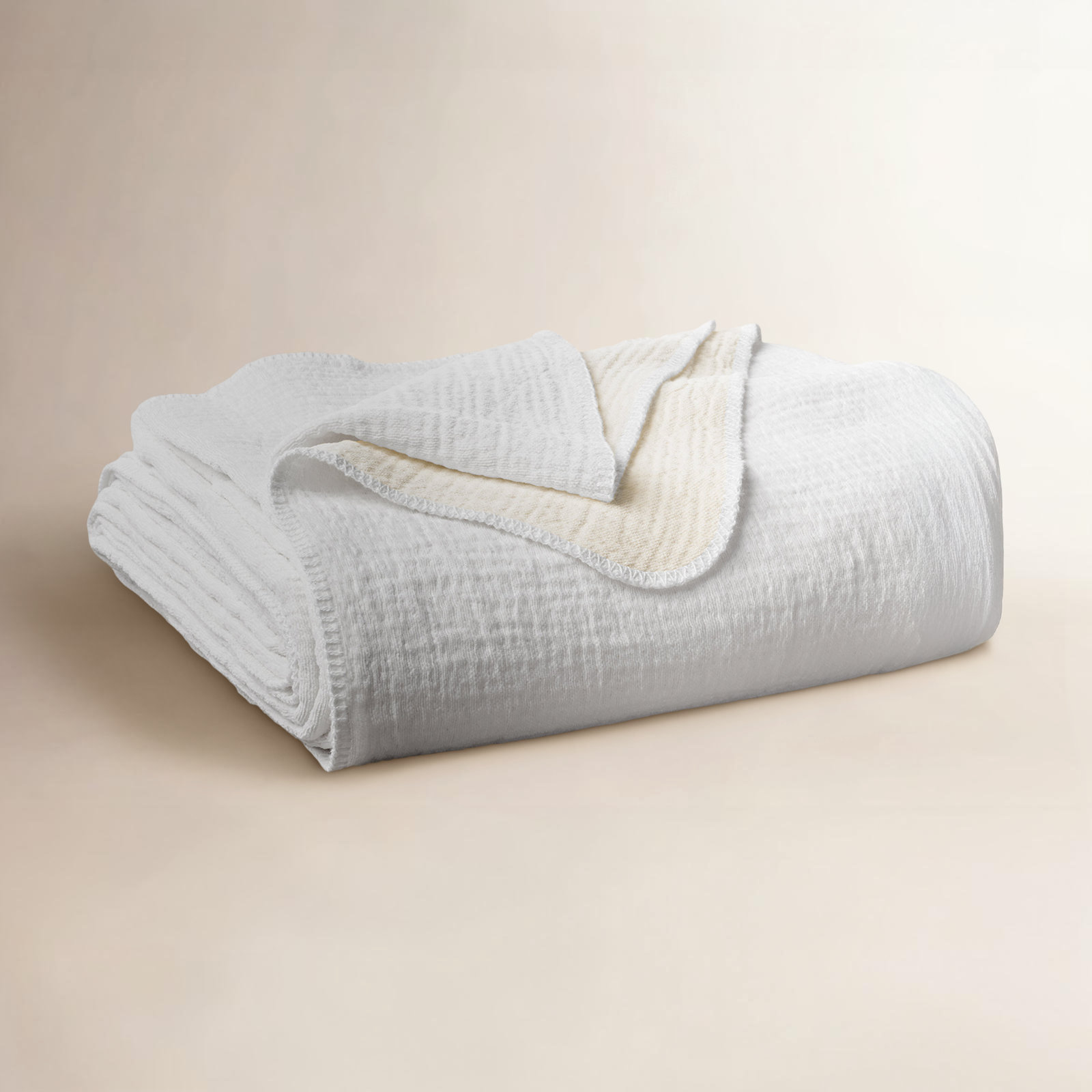Cozy Cotton Hand Woven Throw Blanket, Full/Queen, Alpine White