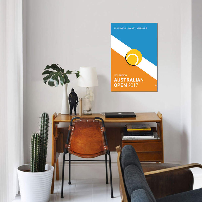 Impression sur toile, "Minimal film Grand Open Slam Australian Open 2017", H 60 po x l 40 po x P 1,5 po, Toile tendue