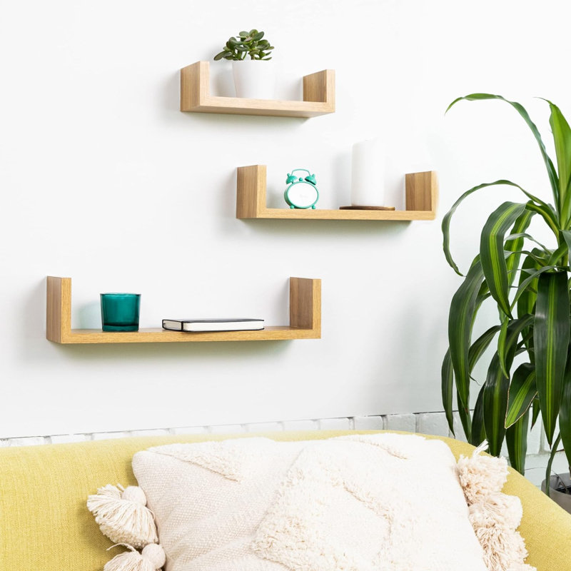 Ensemble de 3 tablettes flottantes en «U», étagères murales flottantes faciles à assembler pour les chambres à coucher et les salons
