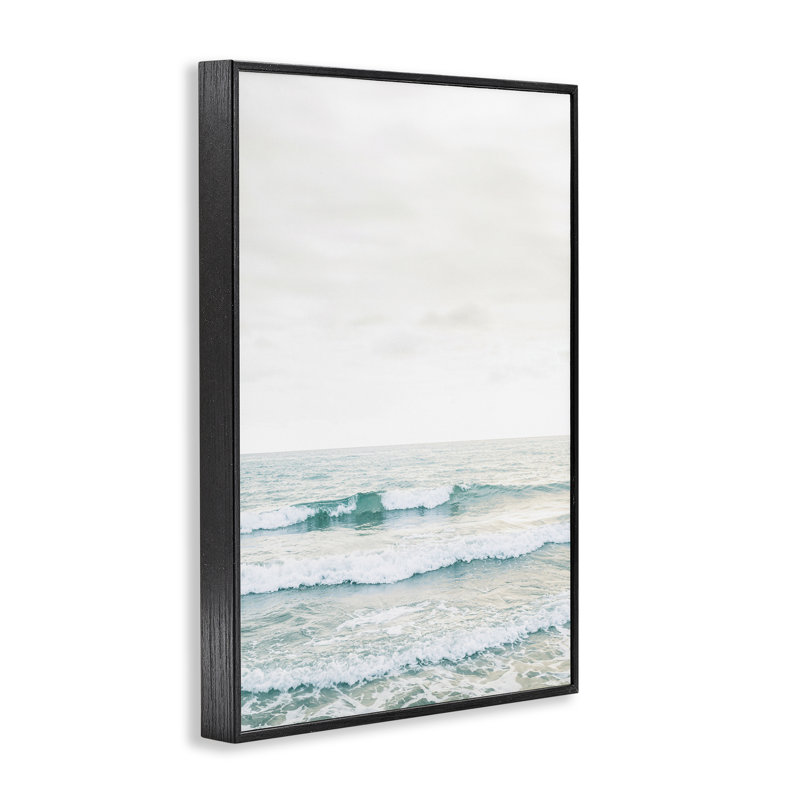 Giclée encadrée Rolling Ocean Waves Peace, design par Sissi et Seb, H 30 po x l 20 po, Giclée encadrée noir minuit