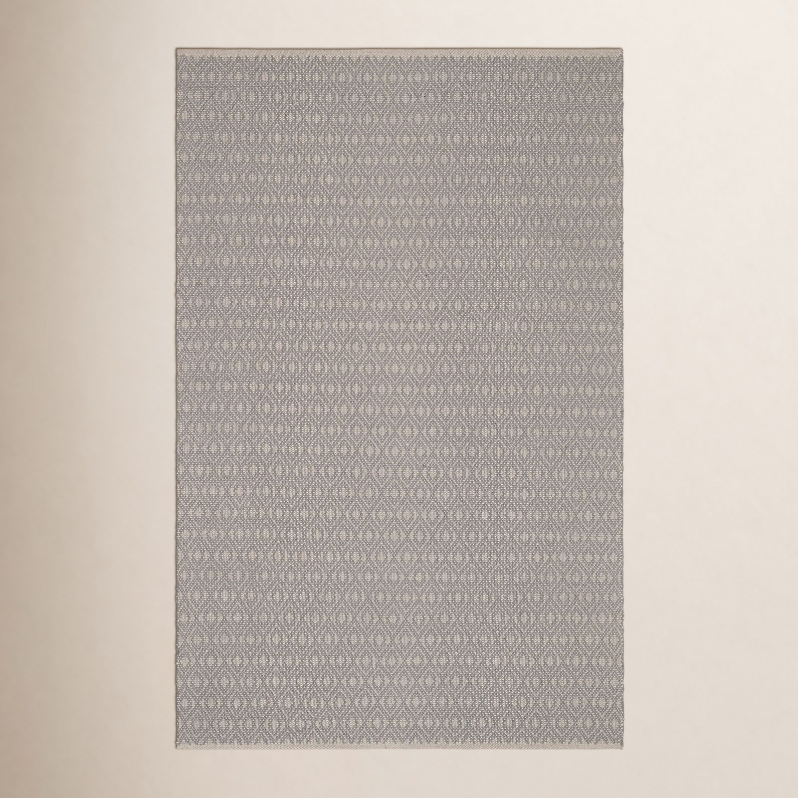 Optic Diamond Grey/Ivory Handwoven Cotton Rug, Rectangle 5' x 8'