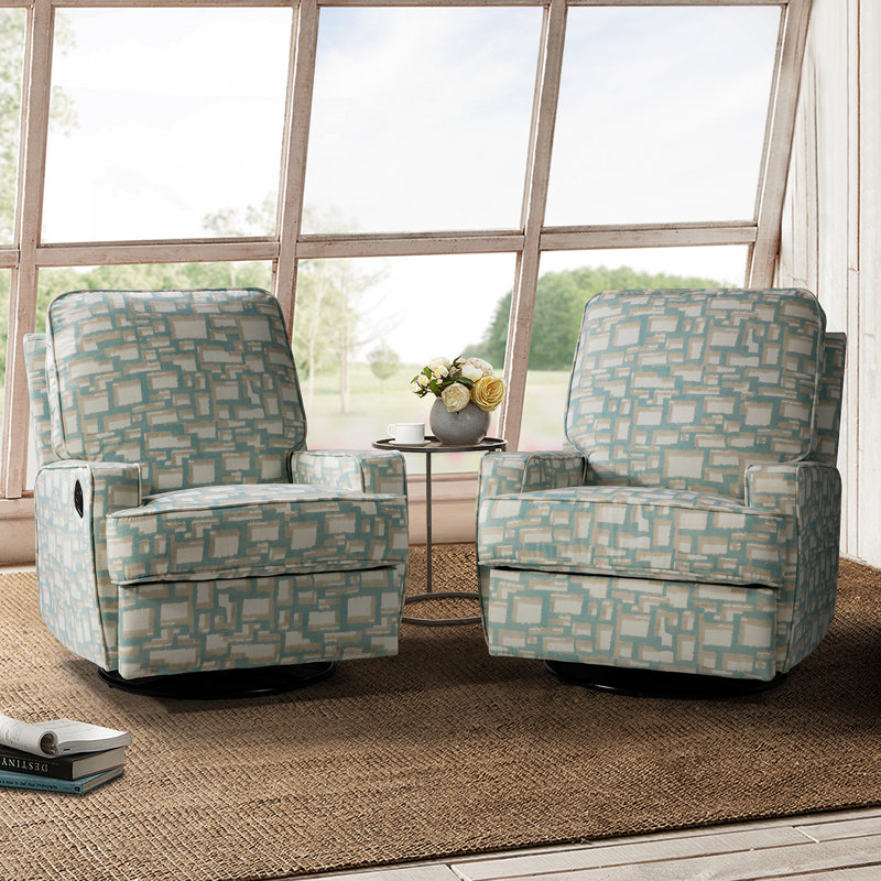 Fauteuil inclinable berçant manuel pivotant de 30 po de largeur Amorita, Polyester bleu