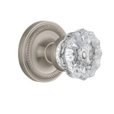 Clear Crystal Interior Mortise Door Knob with Rope Rosette