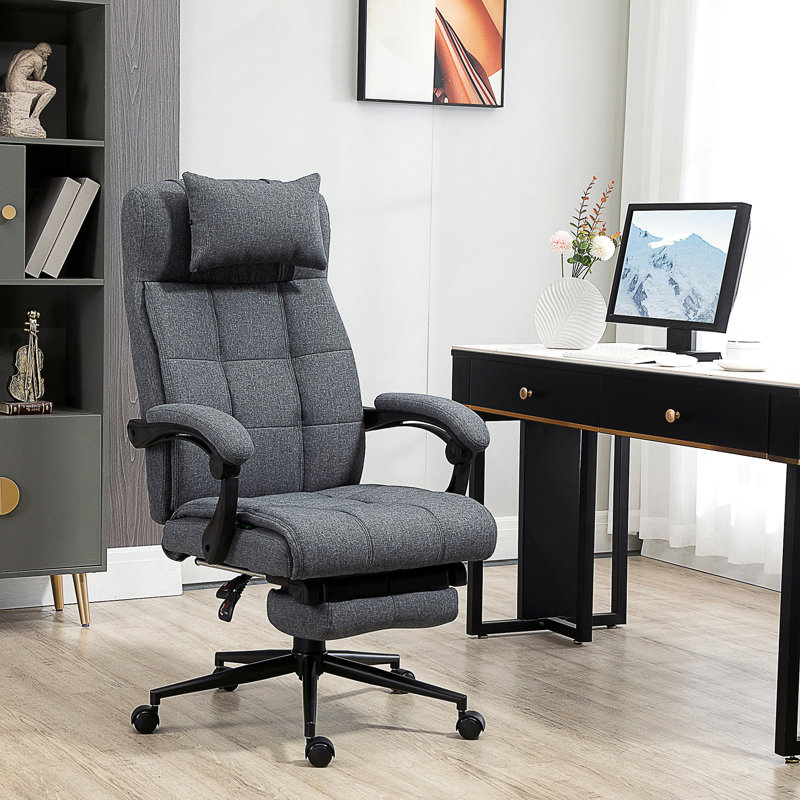 Fauteuil de direction en tissu Linen, Gris foncé
