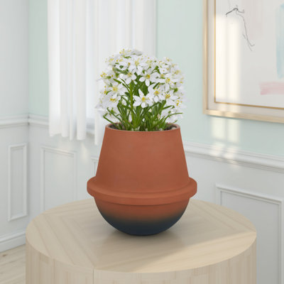 Vase décoratif en céramique, terre cuite orange 10 po
