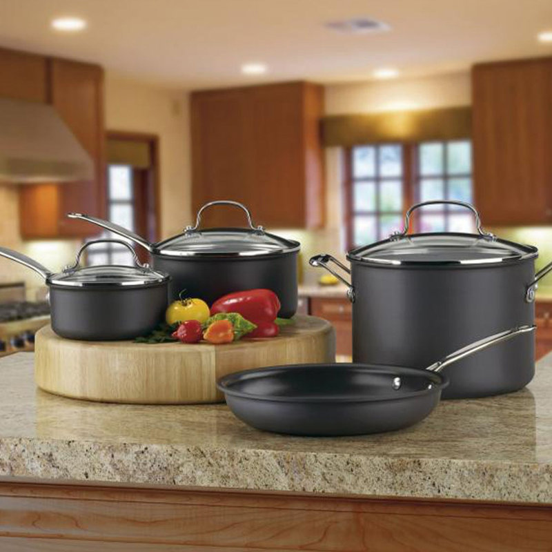 Black Nonstick Aluminum 7-Piece Cookware Set