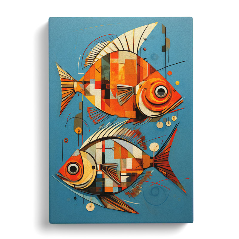 Fish Constructivism Art - Wrapped Canvas