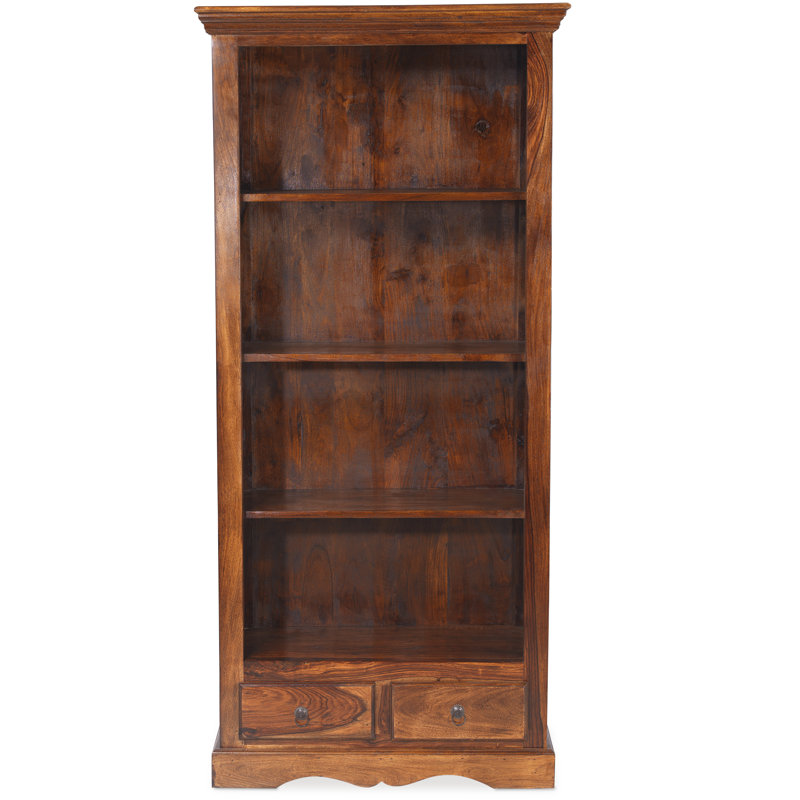 Indian 178cm H x 85cm W Solid Wood Standard Bookcase