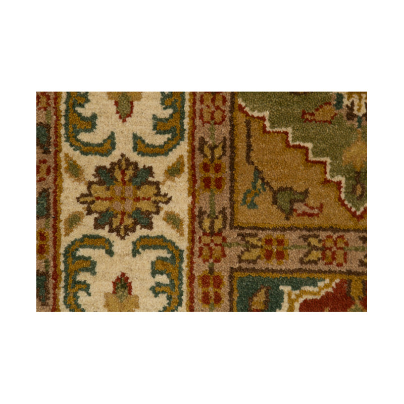 Tapis rouille et crème noué à la main de haute qualité