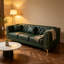 Canapé Chesterfield modulable trois places en similicuir avec pouf, vert-813406953
