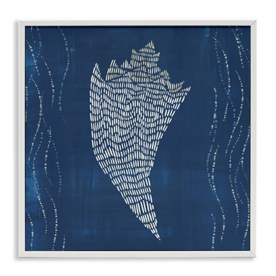 Conch Shell on Blue Framed Giclee Art by Jetty Home, LLC
