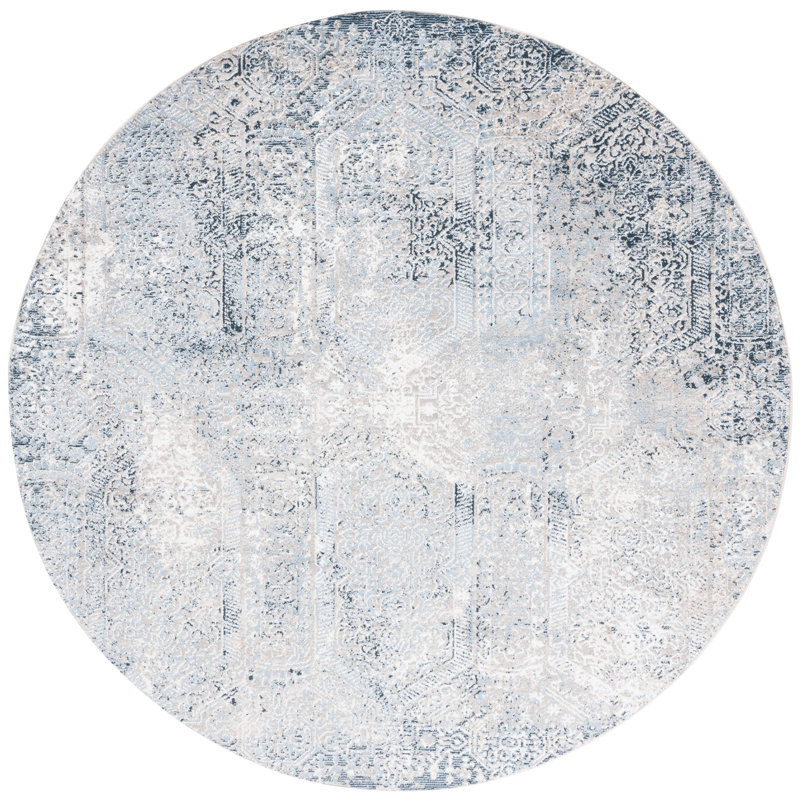 Blouncie Performance Geometric Rug, Round 6'7"