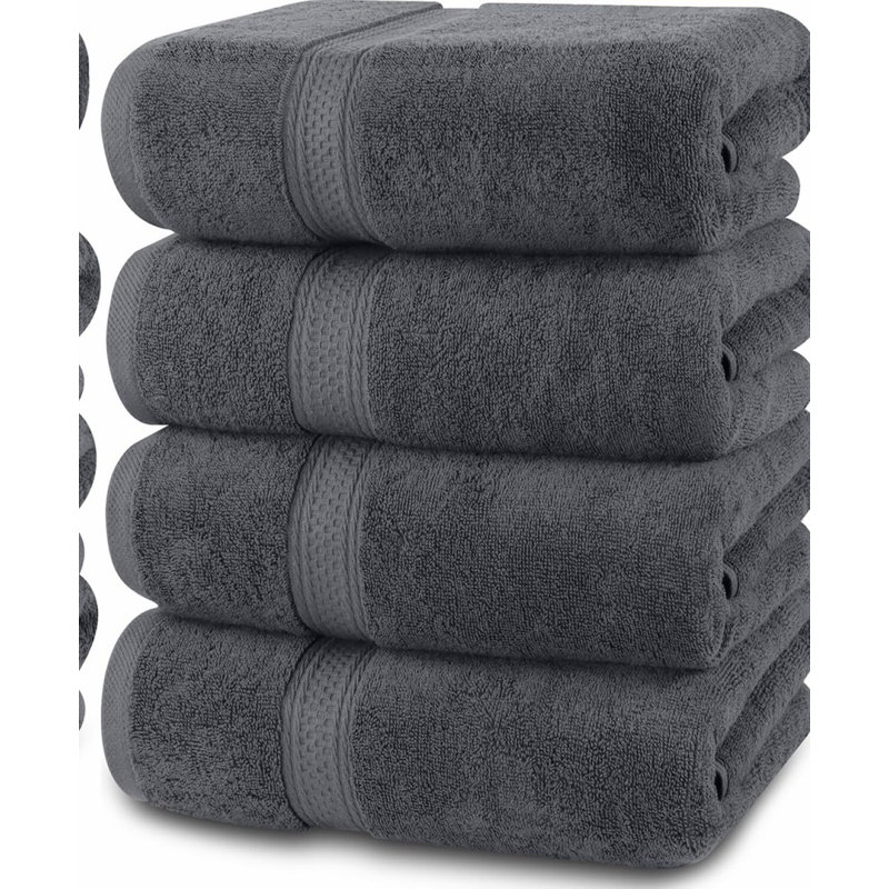 UltraSoft QuickDry Cotton Bath Set - 4 Pack, 27x54 Inches, 600GSM, Lightweight & Highly Absorbent, Perfect for Daily Use (Grey)
