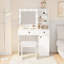 Meuble-lavabo blanc avec lumières et miroir carré rotatif
