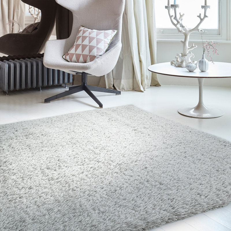Natonia Shiny Shaggy Silver Area Rug, Rectangle 120 x 170cm