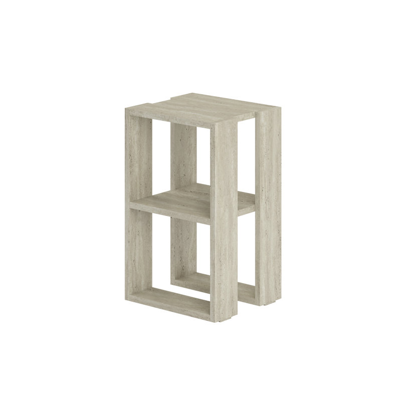 Malak Modern Bedside Table with Open Shelves - Versatile Side, Coffee or End Table for Bedroom or Living Room, Traverten