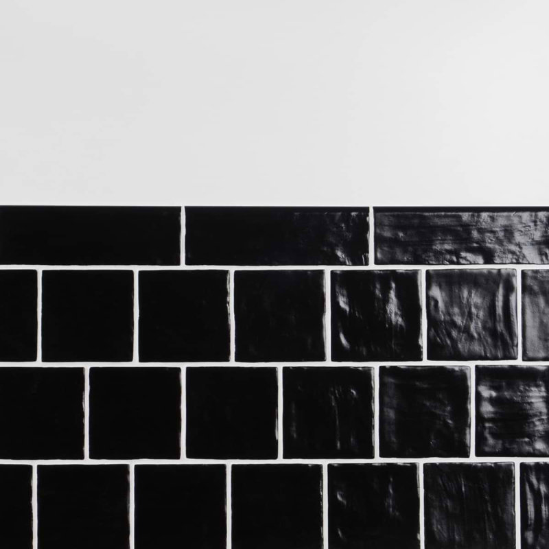 Montauk 2x8 Glazed Ceramic Bullnose Tile Trim, Jet Black