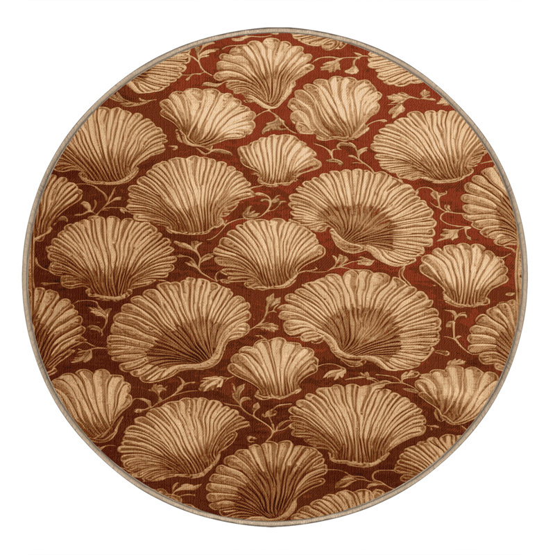 Tapis brun français lavable à la machine, Rond 7 pi