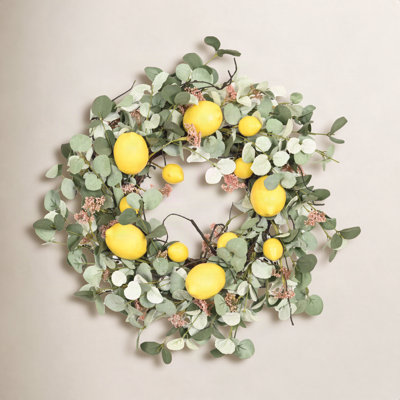 22" Handcrafted Eucalyptus, Lemon No Holiday Wreath