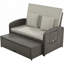 PE Wicker Rattan Double Chaise Lounge with Adjustable Back and Cushions-383620699