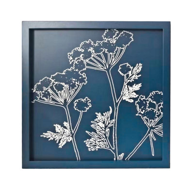 Décoration murale en bois à motif floral bleu 12 po