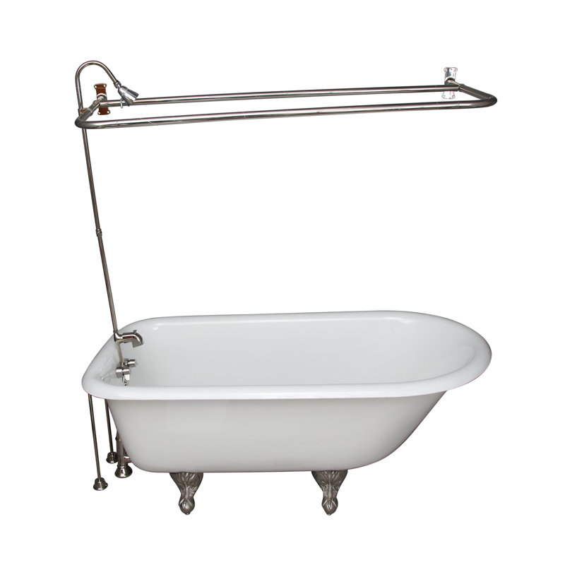 60'' x 30'' Freestanding Soaking Cast Iron Bathtub, Polished Nickel