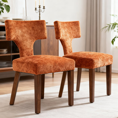 Chaises de salle à manger rembourrées avec structure en bois massif et sièges en chenille