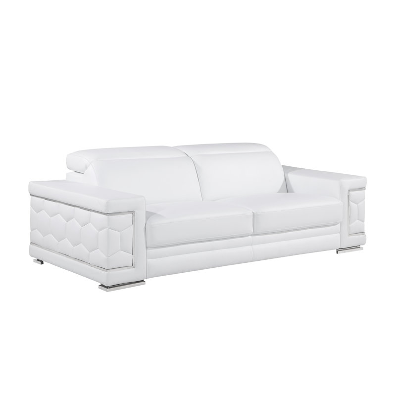 Charliee Genuine Leather Sofa, White