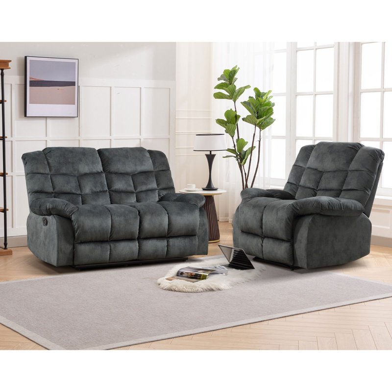 Ensemble de salon inclinable 2 pièces Rogie, Gris