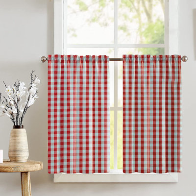 Gingham Checkered Print Cafe Tier Curtains