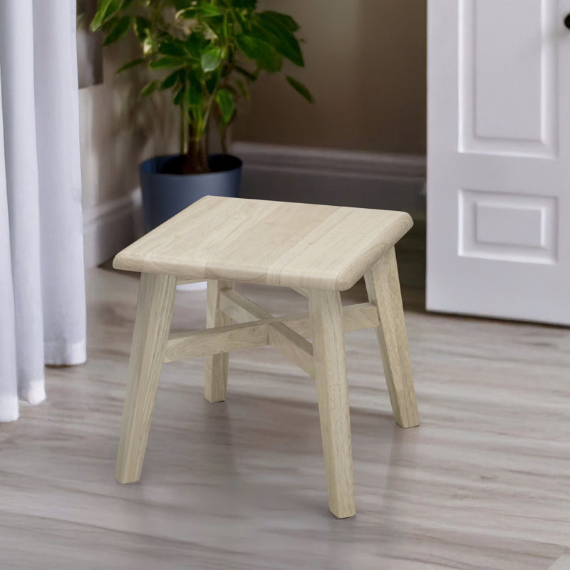 12.25" Tall 1 - Step Solid Hardwood Lightweight Step Stool for Adults and Kids with 200 Lbs Capacity, Unfinished, Unfinished