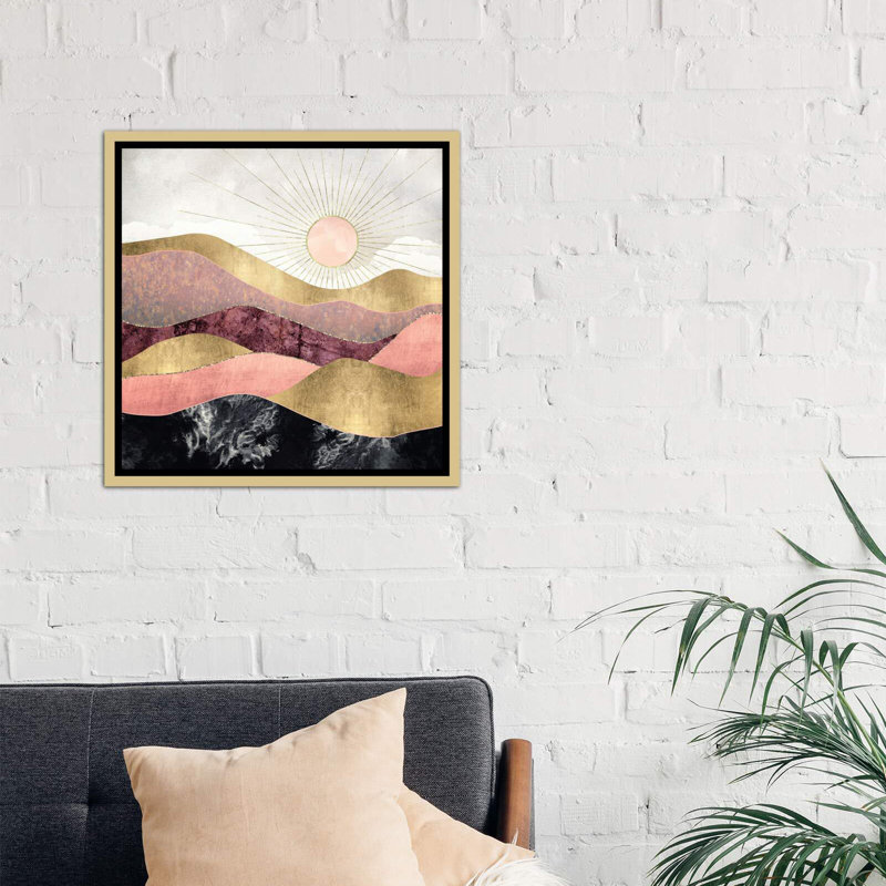 « rosé sun » par spacefrog designs-print, H 37 po x l 37 po x P 1,5 po, Toile encadrée d'or