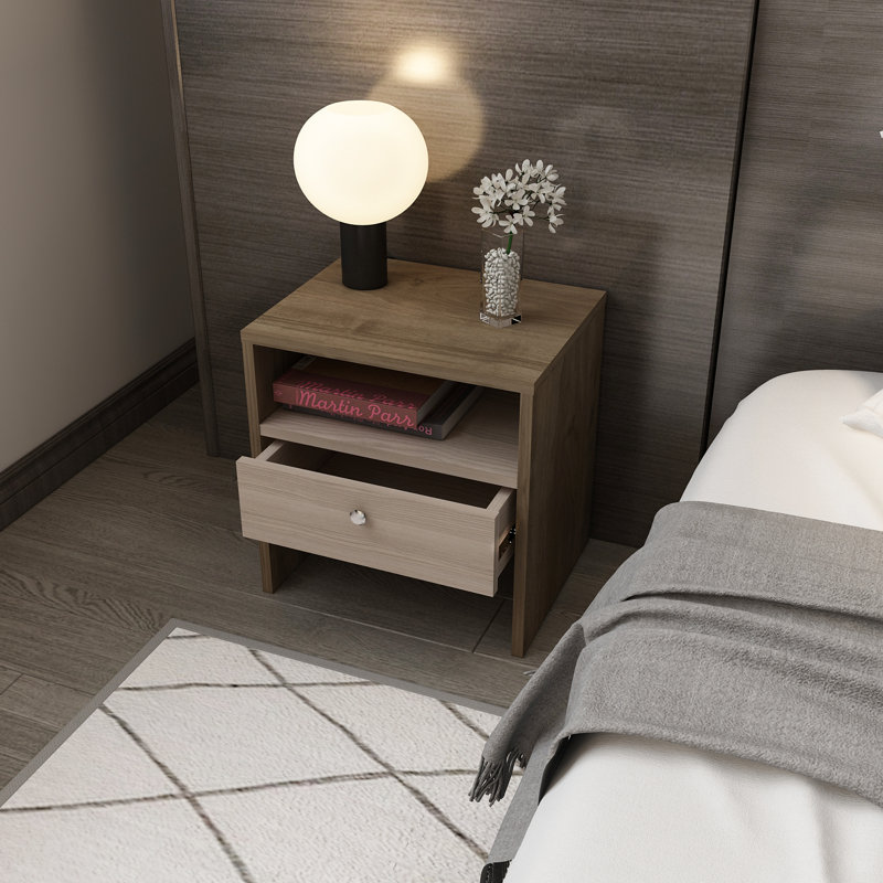 Ailine 17.7'' W Nightstand, Walnut/Gray