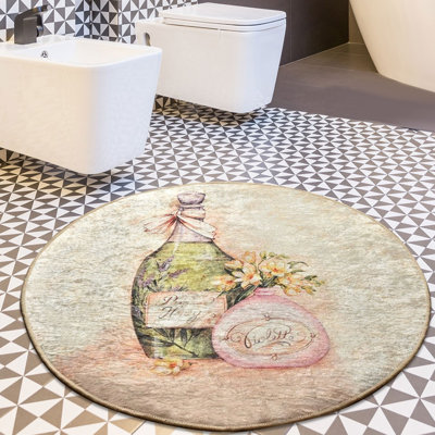 Premium Bathmat, 39.4-Inch Diameter, 100% Polyester, Antiallergic, Dust & Stain Repellent, Non-Slip Underside | Machine Washable at 86°F, 700 GSM | Soft & Durable for Bathroom Safety and Comfort