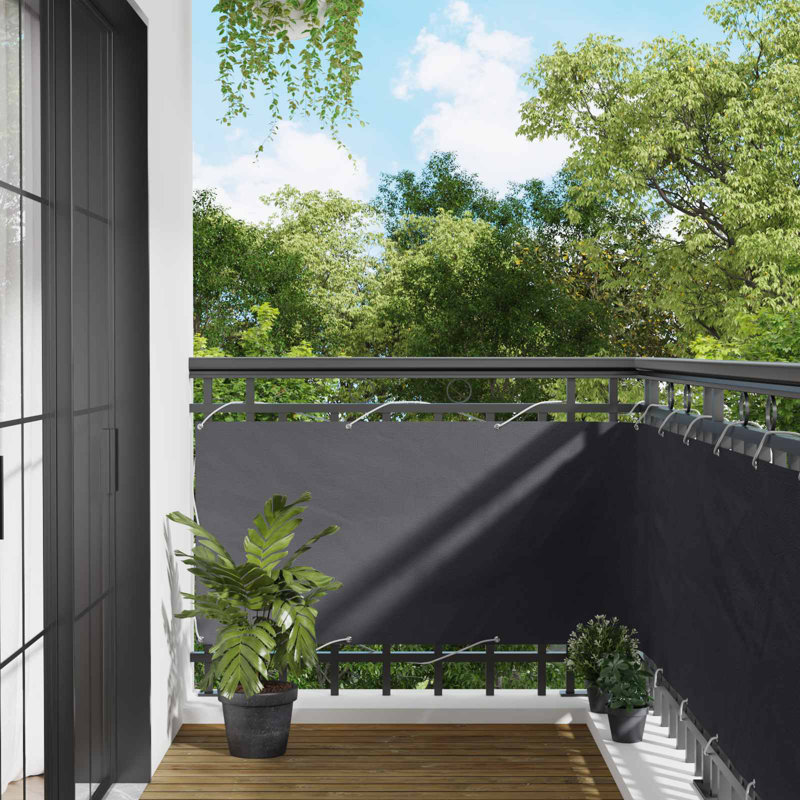 Vidaxl Balcony Screen Outdoor Privacy Screen Fence Patio Screen Oxford Fabric, 75cm H x 200cm W, Anthracite